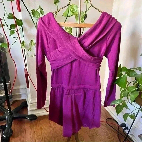 Free People Movement Purple Love Spell Activewear Off the Shoulder Romper Large - Picture 2 of 6